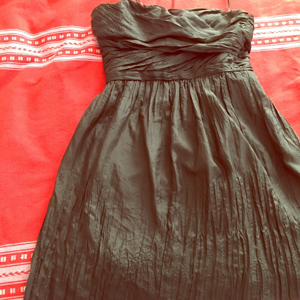 Strapless Moss Green J.Crew Cocktail Dress